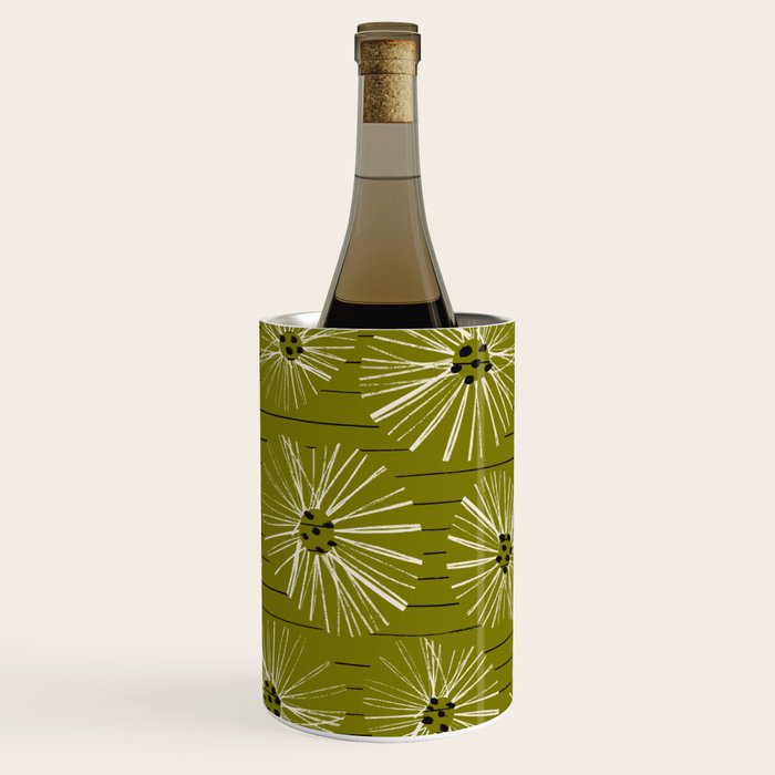 Retro Daisies: Musk Green Edition Wine Chiller Gallery Image 3