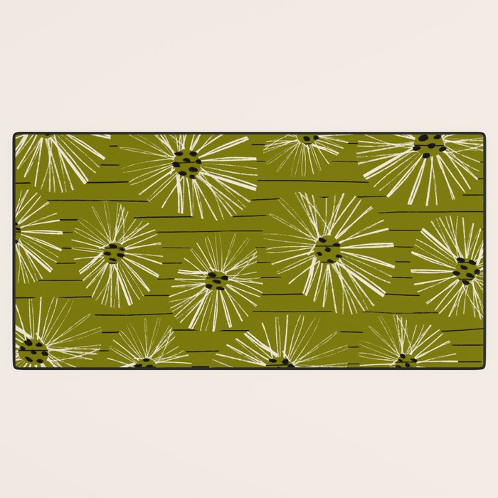 Retro Daisies: Musk Green Edition Desk Mat Gallery Image 3