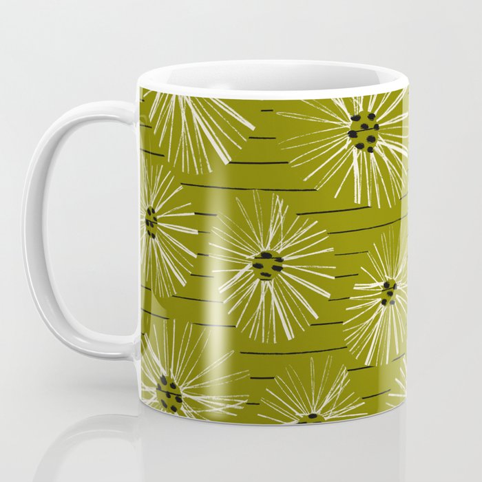 Retro Daisies: Musk Green Edition Coffee Mug Gallery Image 3