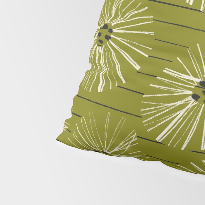 Retro Daisies: Musk Green Edition Pillow Sham Gallery Image 4