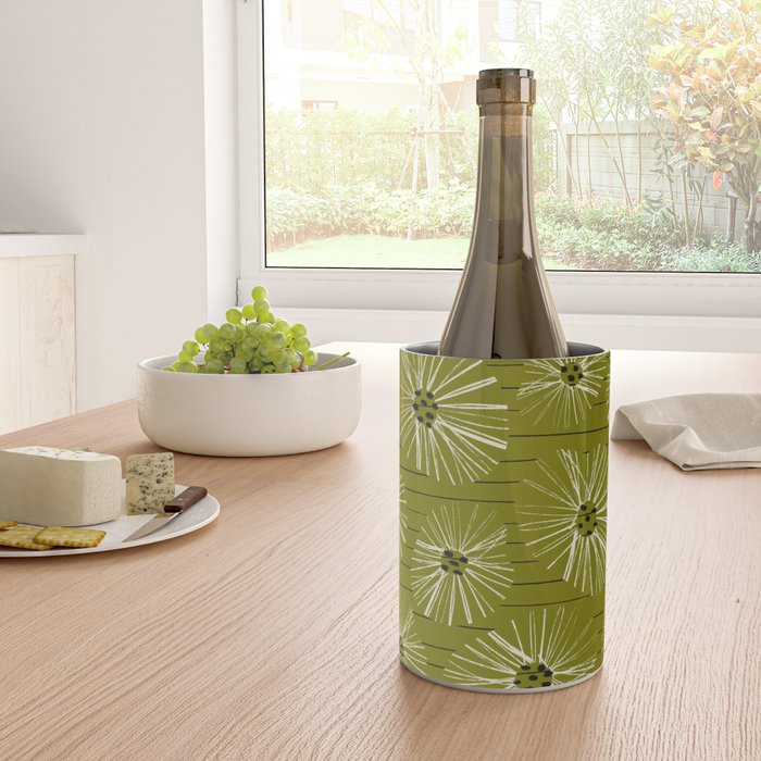 Retro Daisies: Musk Green Edition Wine Chiller Gallery Image 4