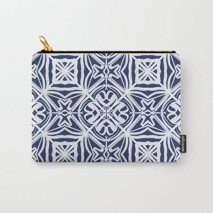 Blue tile brushstroke pattern Carry All Pouch Gallery Image 1