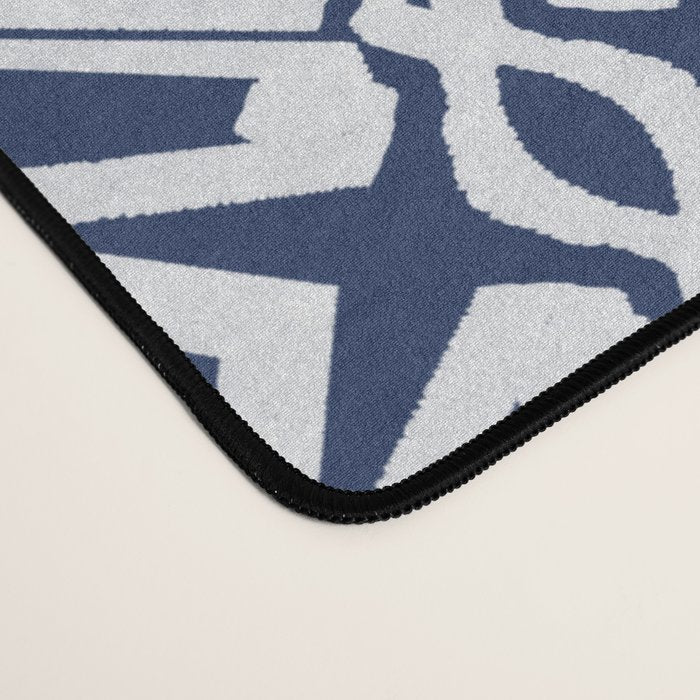 Blue tile brushstroke pattern Desk Mat Gallery Image 4