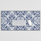 Blue tile brushstroke pattern Desk Mat Gallery Image 1
