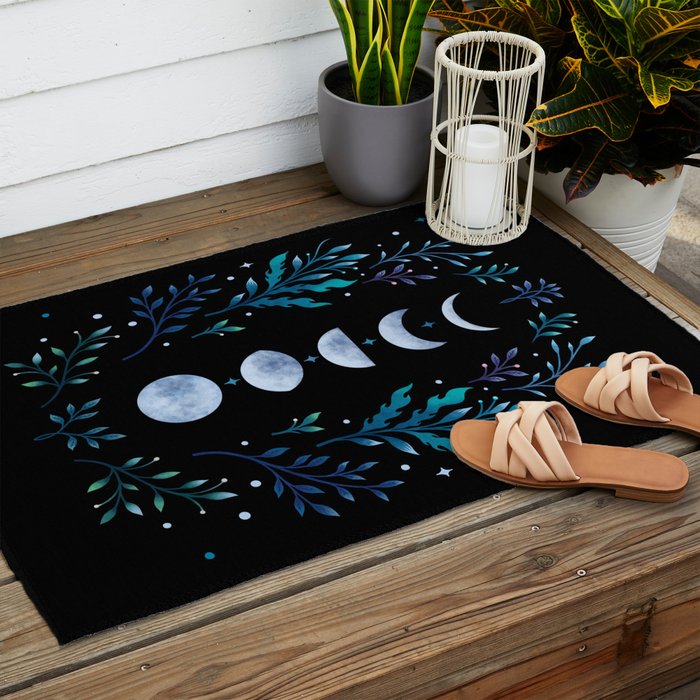 Moonlight Garden - Blue Outdoor Rug Gallery Image 2