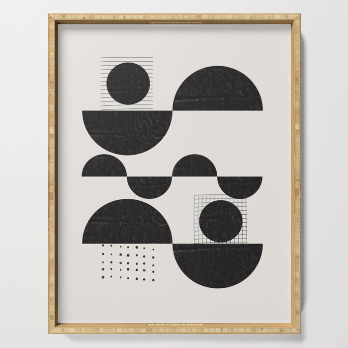 Black And White Bauhaus Abstract Serving Tray Gallery Image 1