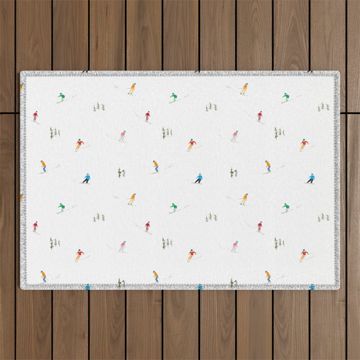 Mountain Skiers Pattern Outdoor Rug Gallery Image 1