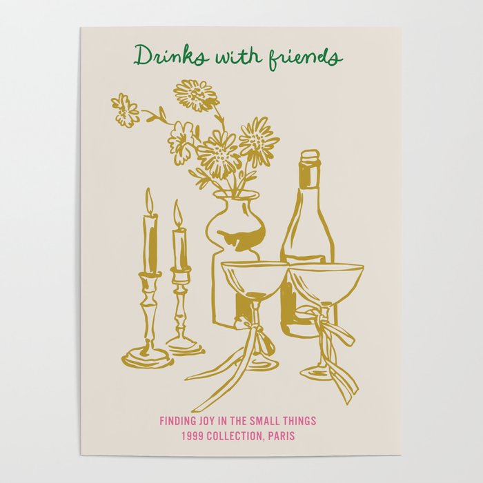 Drinks with Friends Kitchen Print Poster Gallery Image 4
