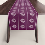 Jewel Tone Vintage Cottage Flowers and Stripes Pattern in Plum Aubergine Table Runner Gallery Image 1