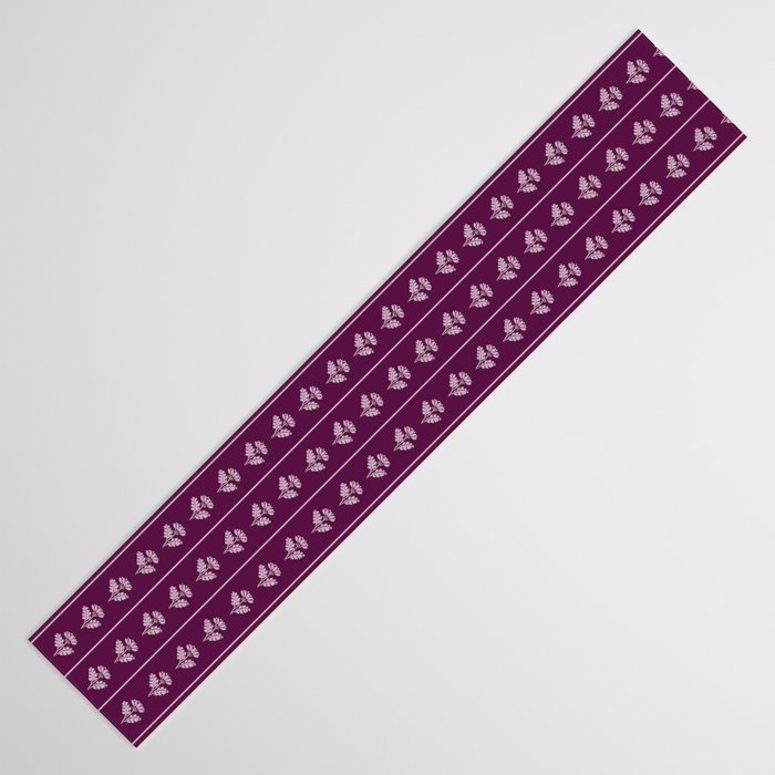 Jewel Tone Vintage Cottage Flowers and Stripes Pattern in Plum Aubergine Table Runner Gallery Image 3