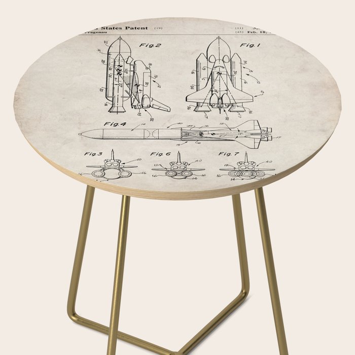 Nasa Space Shuttle Patent - Nasa Shuttle Art - Antique Side Table Gallery Image 2