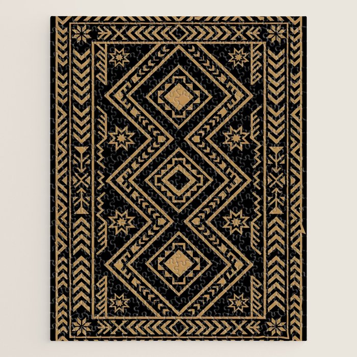 Intricate Gold and Black Tribal Surface Pattern Jigsaw Puzzle Gallery Image 1