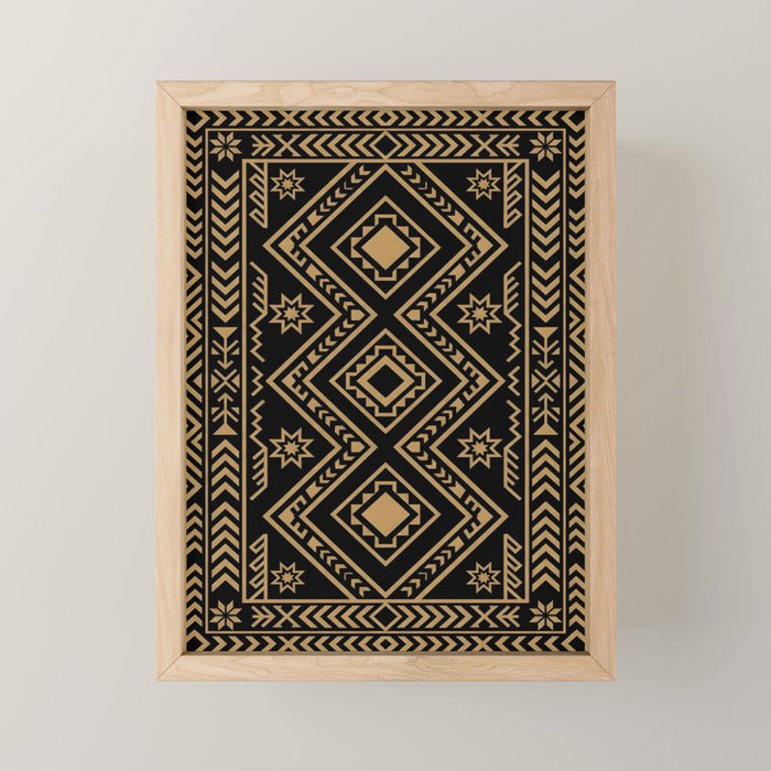 Intricate Gold and Black Tribal Surface Pattern Mini Art Print Gallery Image 1