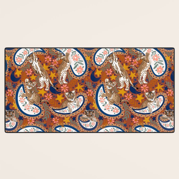 Celestial Sunset Leopard Cubs Desk Mat Gallery Image 3