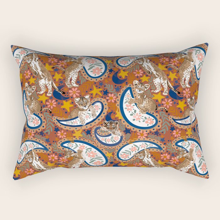 Celestial Sunset Leopard Cubs Rectangular Pillow Gallery Image 1