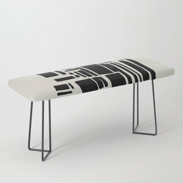 Black & White Minimalist Abstract Shapes Patterns Black Ink Painting Bench Gallery Image 1