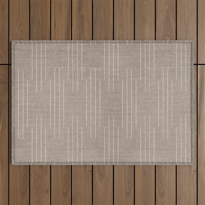 Minimalist, Boho, Line Art in Stone Beige Outdoor Rug Gallery Image 1