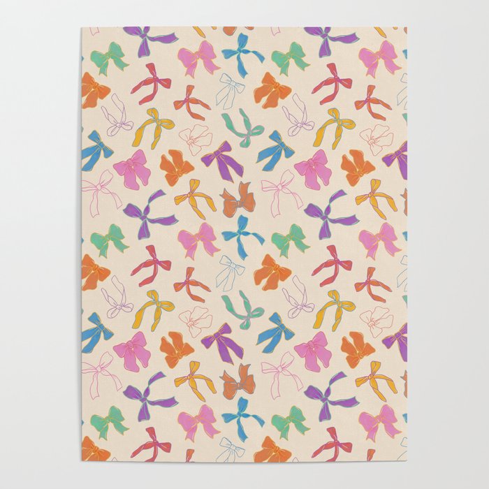 Vintage Coquette Colorful Bows Pattern Poster Gallery Image 1