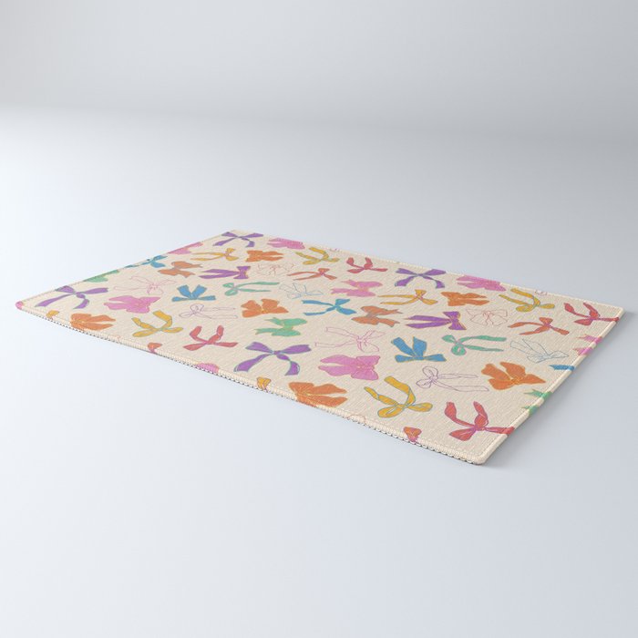 Vintage Coquette Colorful Bows Pattern Rug Gallery Image 3