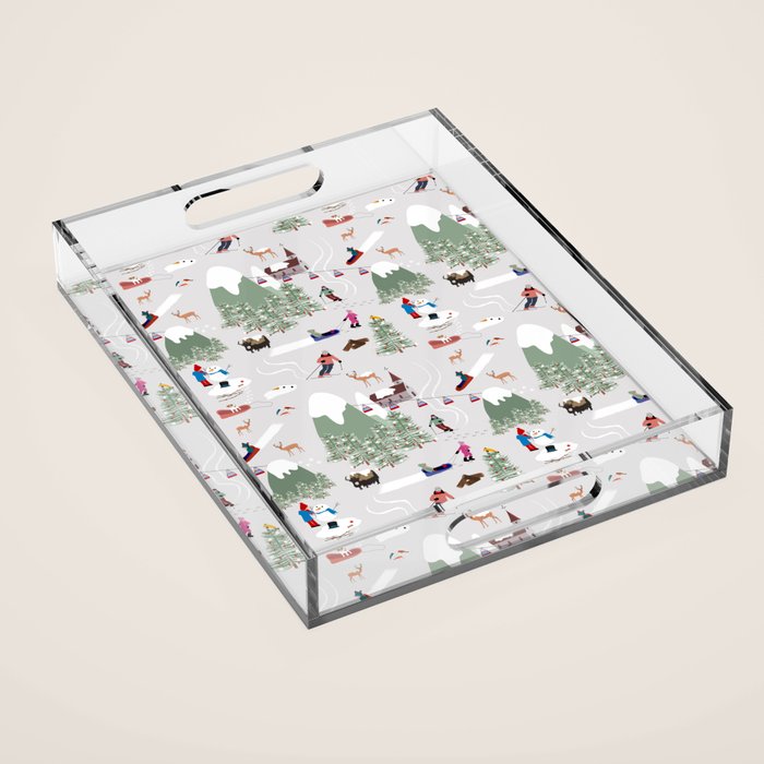 Snow Skiing Ski Slopes Landscape Acrylic Tray Gallery Image 1