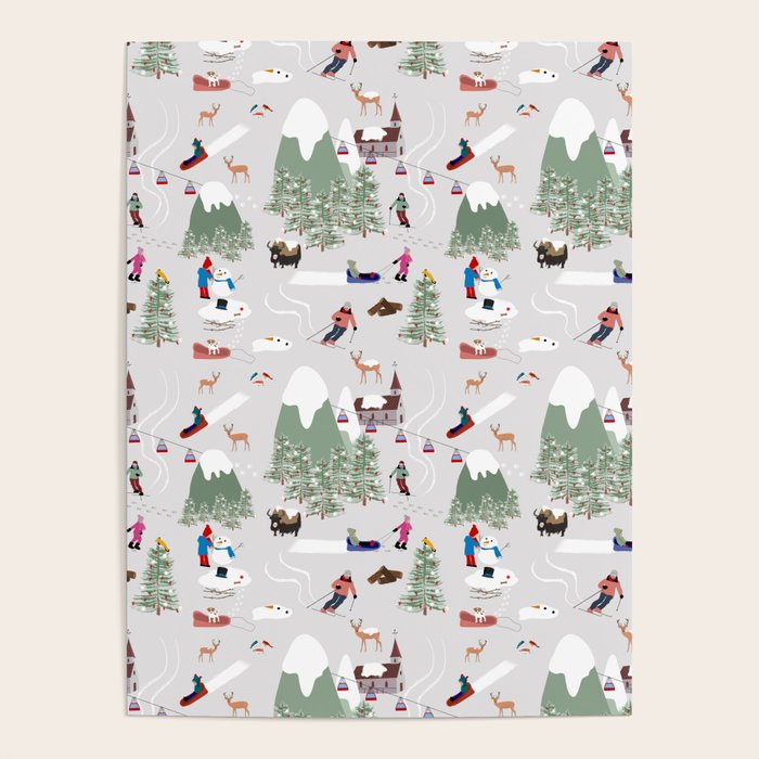 Snow Skiing Ski Slopes Landscape Poster Gallery Image 1