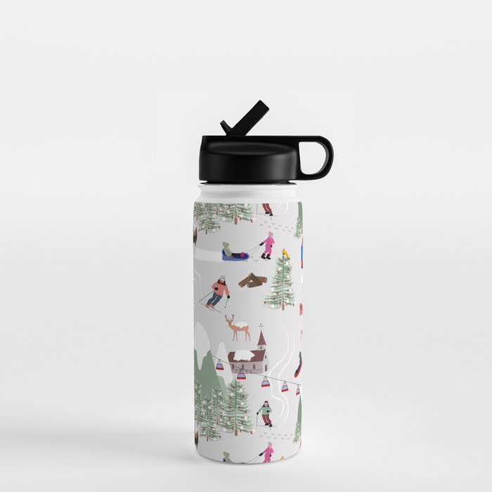 Snow Skiing Ski Slopes Landscape Water Bottle