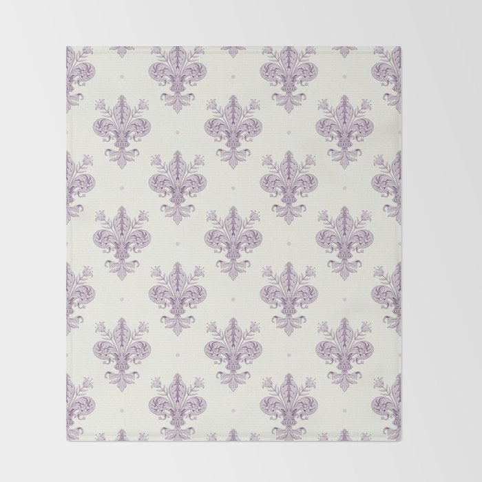 French Lavender Fleur De Lis Throw Blanket Gallery Image 2