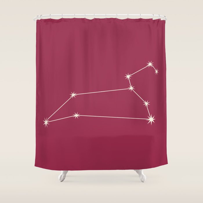 Leo Zodiac Star Constellation Line Art Pink Shower Curtain Gallery Image 1