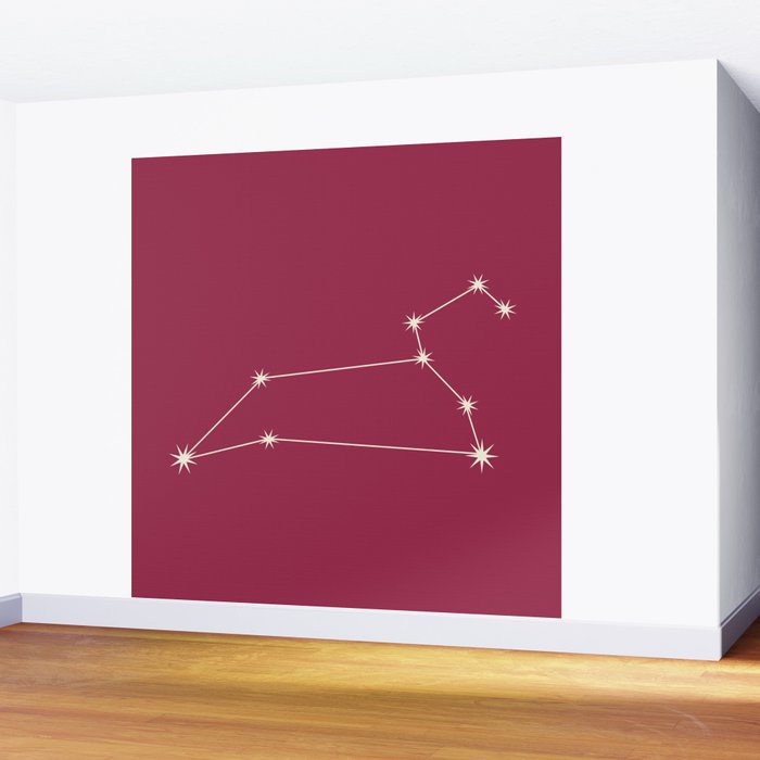 Leo Zodiac Star Constellation Line Art Pink Wall Mural Gallery Image 2