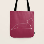 Leo Zodiac Star Constellation Line Art Pink Tote Bag Gallery Image 1