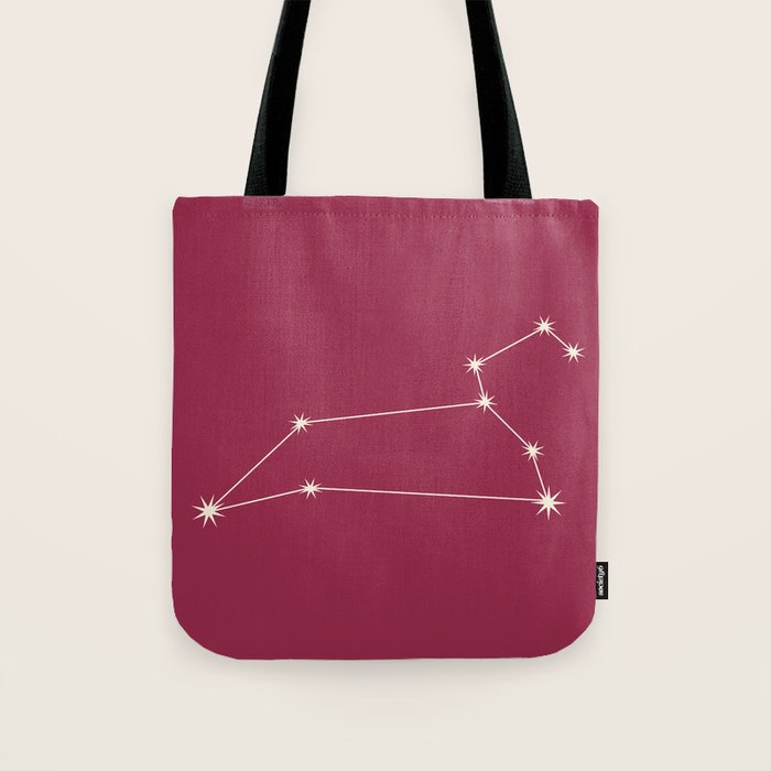 Leo Zodiac Star Constellation Line Art Pink Tote Bag Gallery Image 1