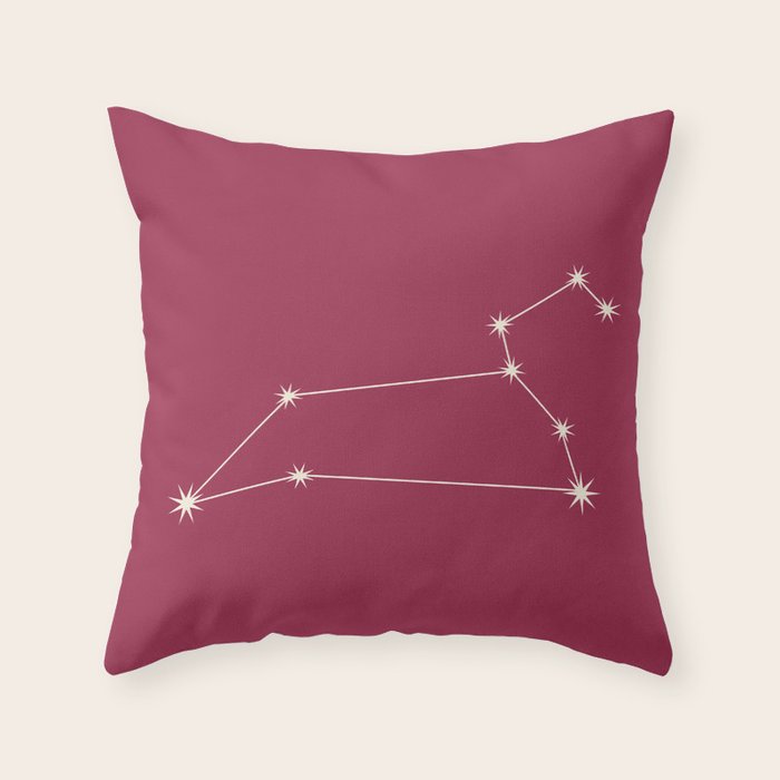 Leo Zodiac Star Constellation Line Art Pink Throw Pillow Gallery Image 6