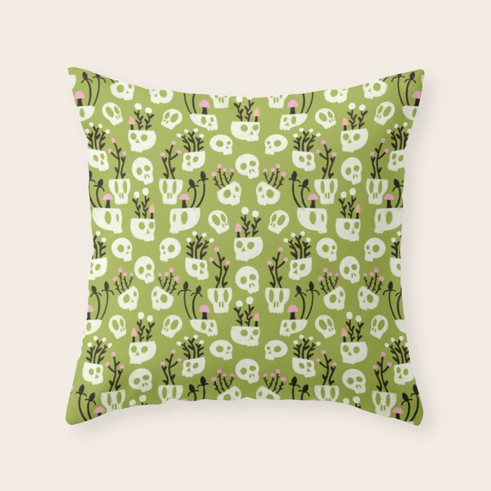 Botanical Heads Will Roll Throw Pillow Gallery Image 1