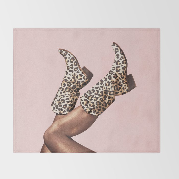 These Boots - Leopard Print II Throw Blanket Gallery Image 2