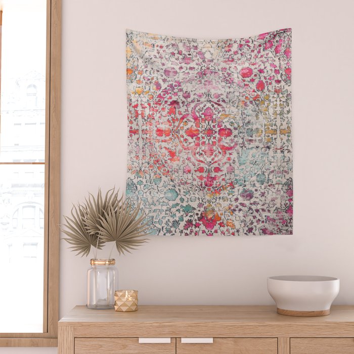 N258 - Vintage Glam Farmhouse Boho Traditional Floral Moroccan Style Wall Tapestry Gallery Image 2