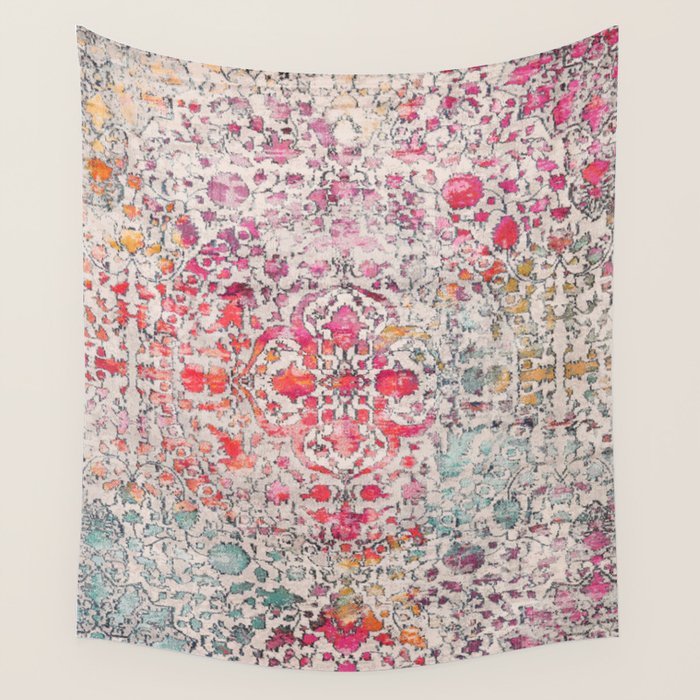 N258 - Vintage Glam Farmhouse Boho Traditional Floral Moroccan Style Wall Tapestry