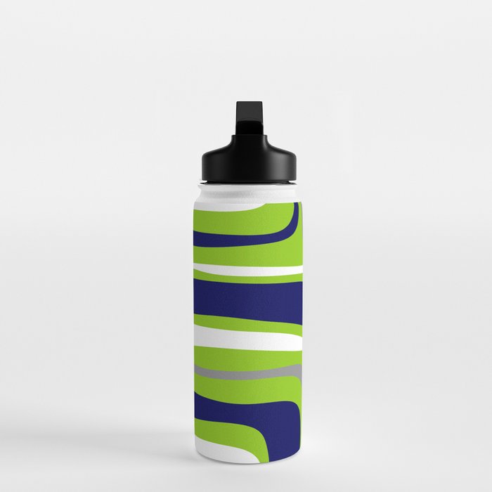 Midcentury Modern Abstract Lime Green Palm Springs Pattern with Navy Blue, Gray, and White Water Bottle Gallery Image 3