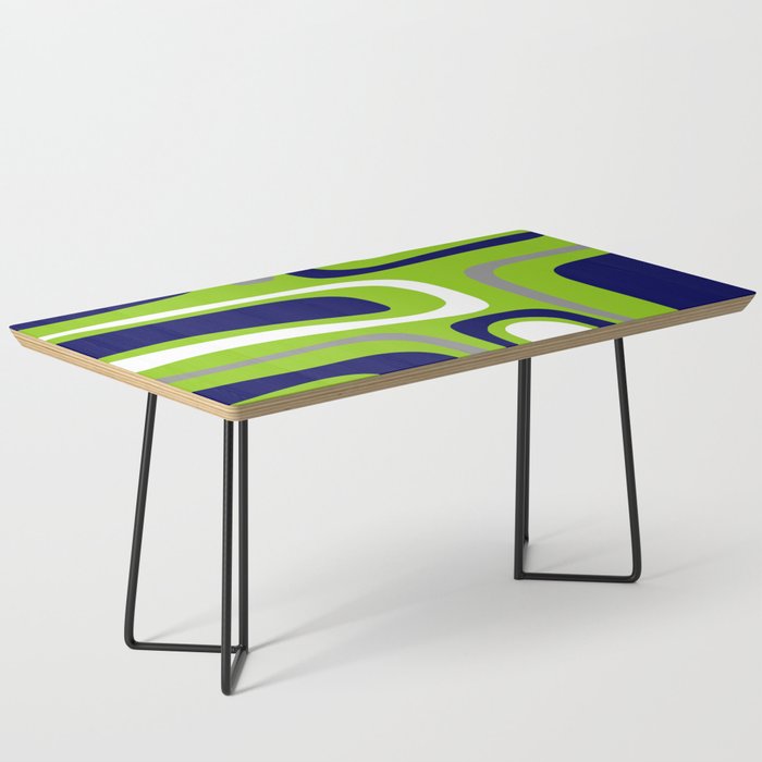 Midcentury Modern Abstract Lime Green Palm Springs Pattern with Navy Blue, Gray, and White Coffee Table Gallery Image 1