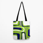 Midcentury Modern Abstract Lime Green Palm Springs Pattern with Navy Blue, Gray, and White Tote Bag Gallery Image 2