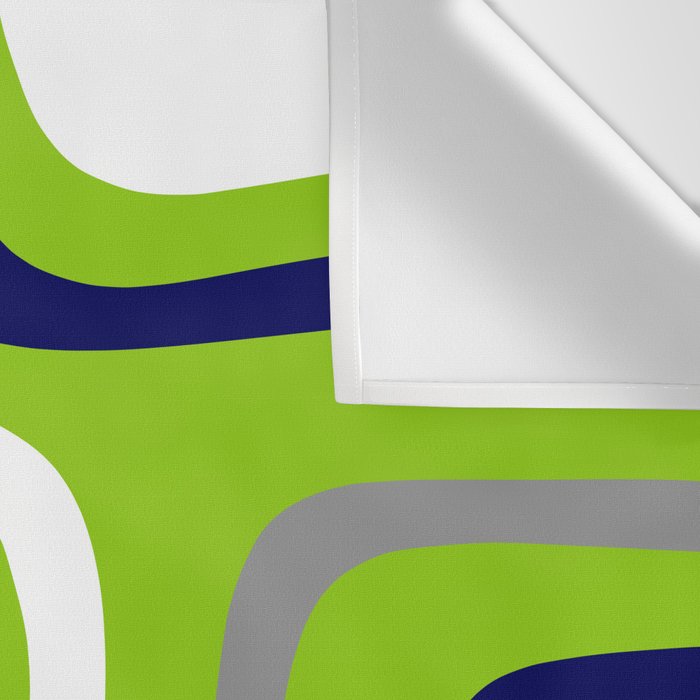 Midcentury Modern Abstract Lime Green Palm Springs Pattern with Navy Blue, Gray, and White Wall Tapestry Gallery Image 3