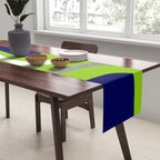 Midcentury Modern Abstract Lime Green Palm Springs Pattern with Navy Blue, Gray, and White Table Runner Gallery Image 2
