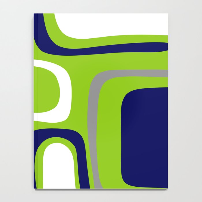 Midcentury Modern Abstract Lime Green Palm Springs Pattern with Navy Blue, Gray, and White Notebook Gallery Image 4