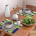 Midcentury Modern Abstract Lime Green Palm Springs Pattern with Navy Blue, Gray, and White Placemat Gallery Image 2