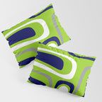 Midcentury Modern Abstract Lime Green Palm Springs Pattern with Navy Blue, Gray, and White Pillow Sham Gallery Image 3