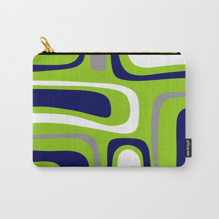 Midcentury Modern Abstract Lime Green Palm Springs Pattern with Navy Blue, Gray, and White Carry All Pouch Gallery Image 1