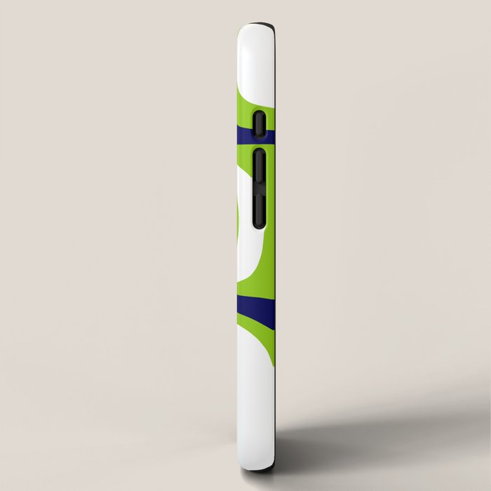 Midcentury Modern Abstract Lime Green Palm Springs Pattern with Navy Blue, Gray, and White iPhone Case Gallery Image 2