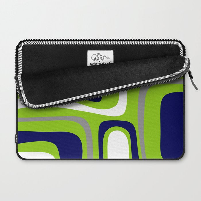 Midcentury Modern Abstract Lime Green Palm Springs Pattern with Navy Blue, Gray, and White Laptop Sleeve Gallery Image 2
