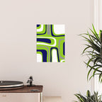 Midcentury Modern Abstract Lime Green Palm Springs Pattern with Navy Blue, Gray, and White Poster Gallery Image 2