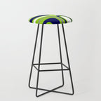 Midcentury Modern Abstract Lime Green Palm Springs Pattern with Navy Blue, Gray, and White Stool Gallery Image 1