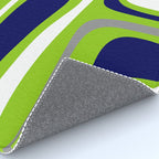 Midcentury Modern Abstract Lime Green Palm Springs Pattern with Navy Blue, Gray, and White Rug Gallery Image 4